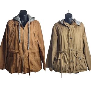 2 Pieces Jackets Love Tree/Royalty Women's Hooded Brown/Green Jacket Size Large